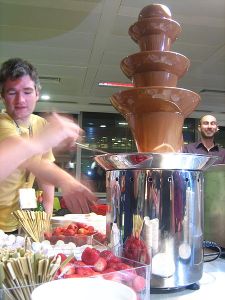 Chocolate fountain with berries